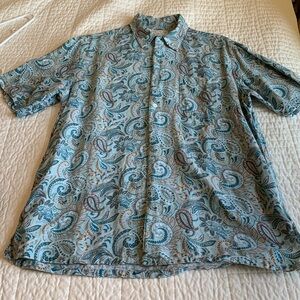 Tasso Elba Shirt Silk Linen Blend Collar